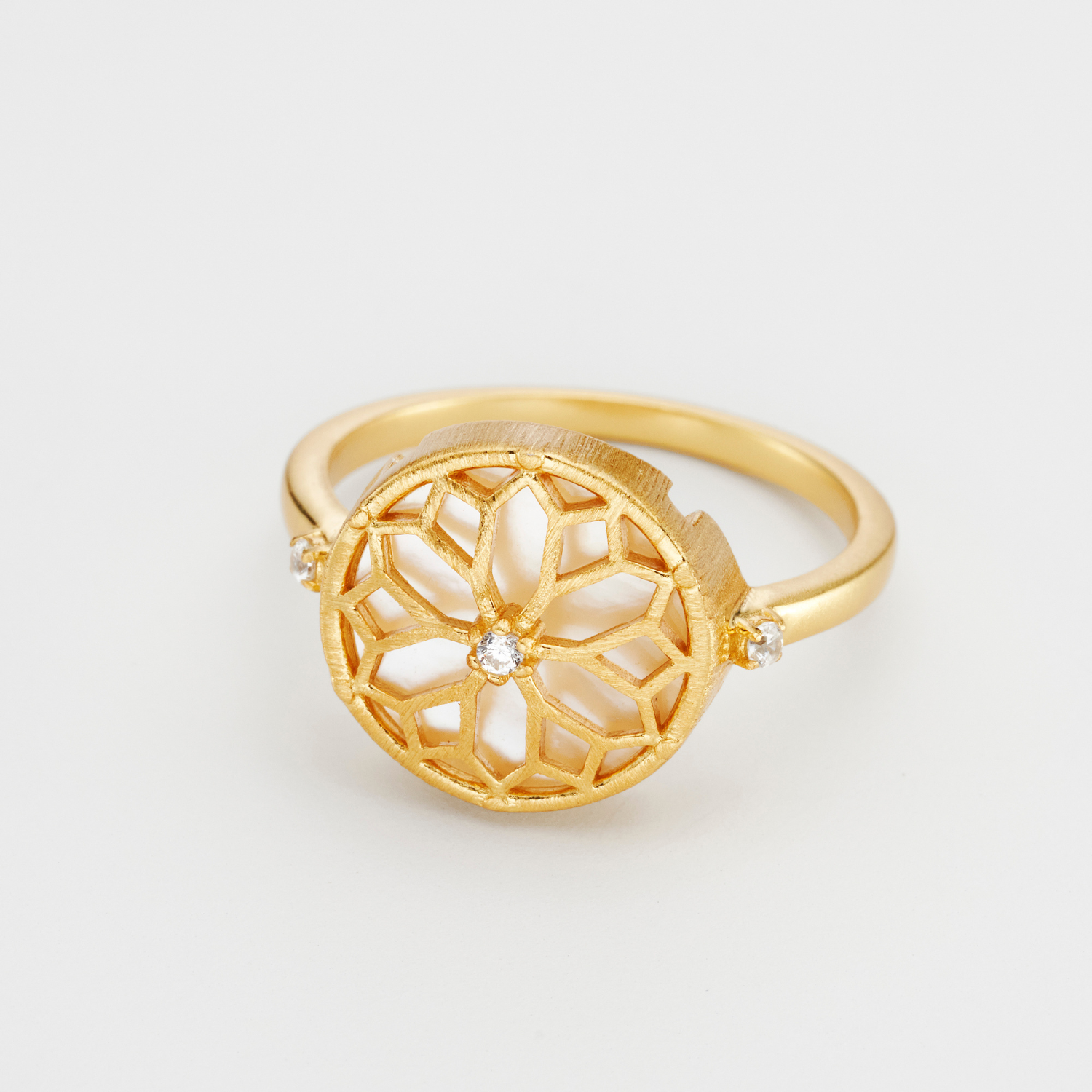 18k gold plated sterling silver mother of pearl ring