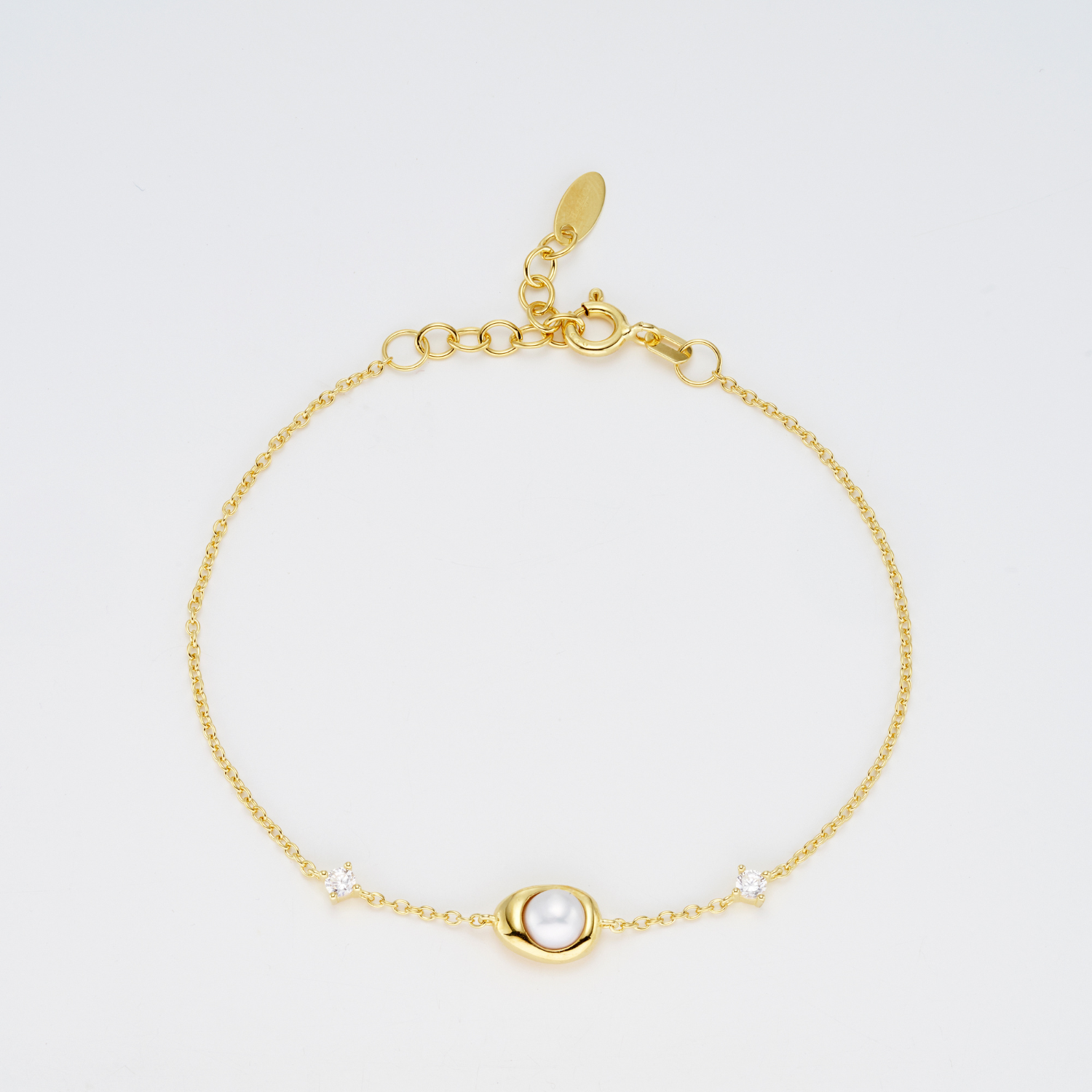 18k gold 925 sterling silver pearl bracelet