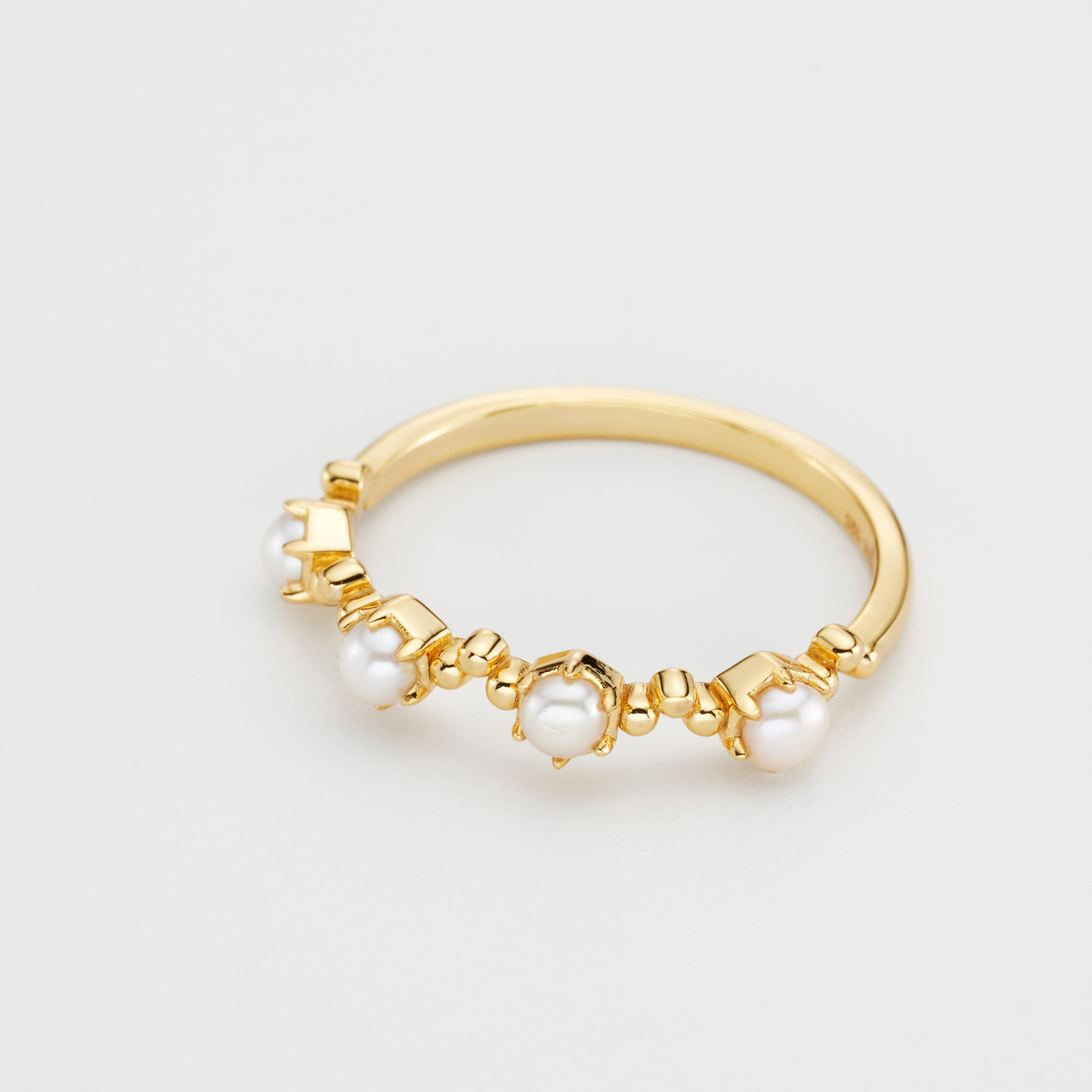 18k gold plated sterling silver pearl stacking ring