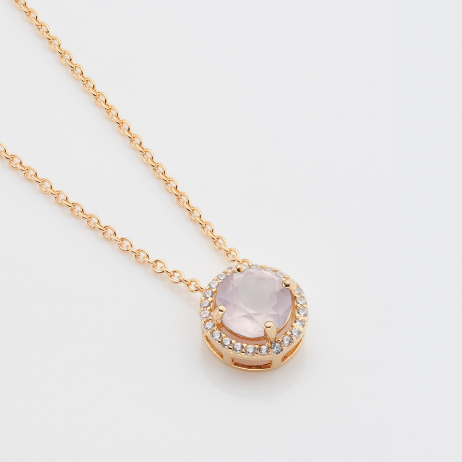 18k gold 925 sterling silver rose quartz gemstone necklace