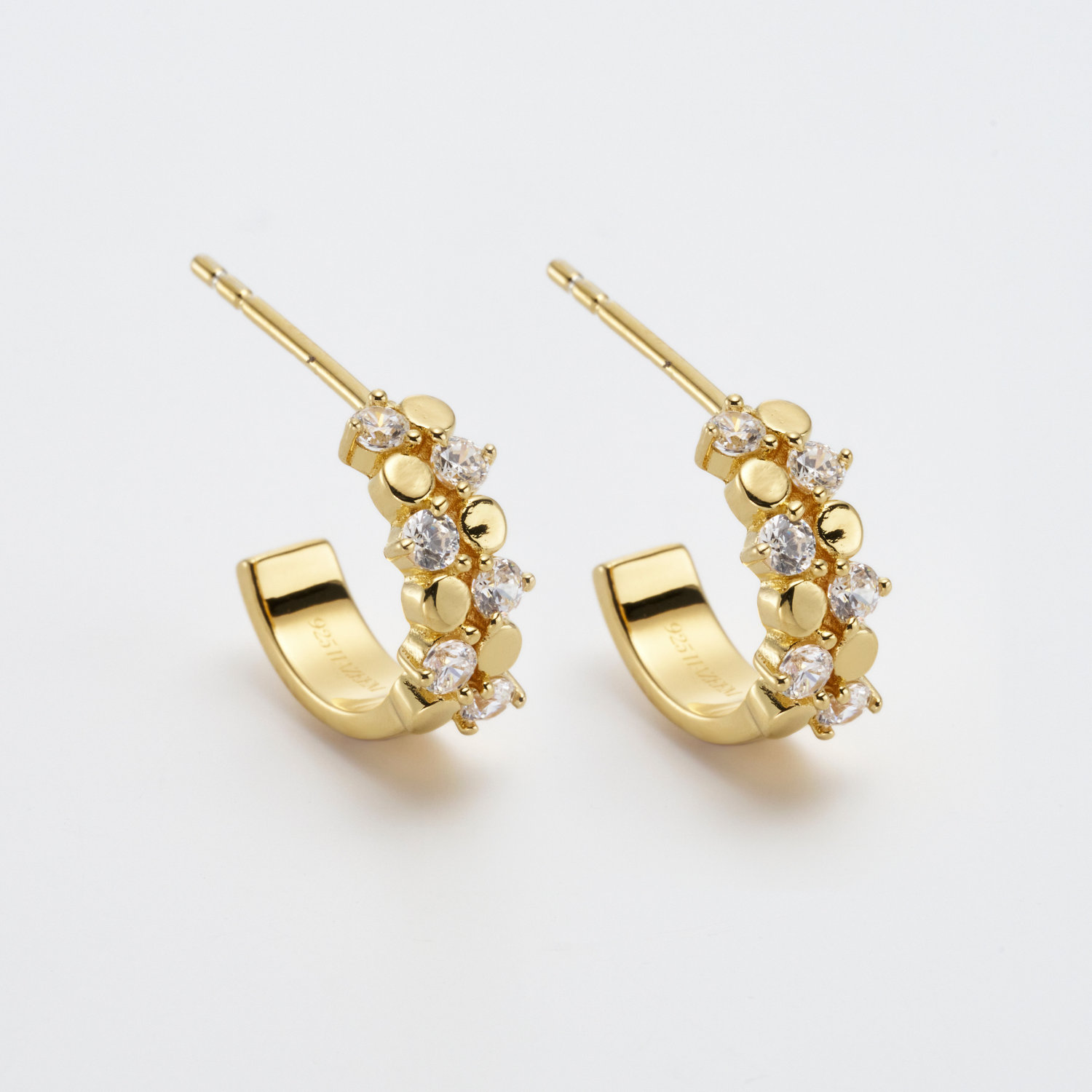 18k gold plated 925 sterling silver round mini hoops