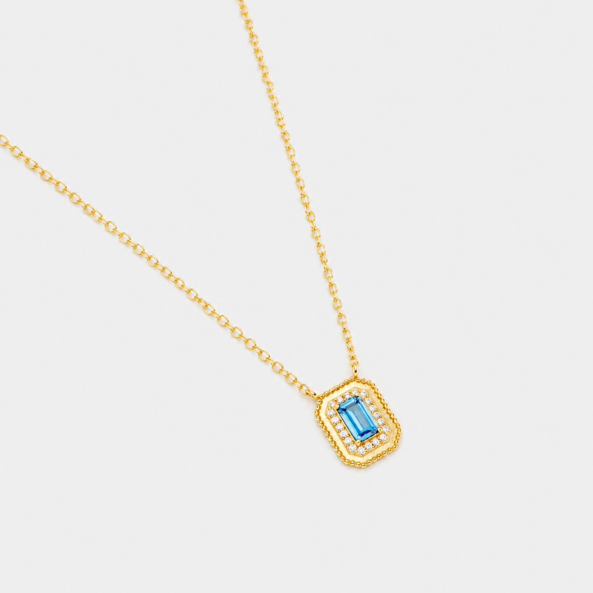 18k gold plated sterling silver synthetic sapphire necklace