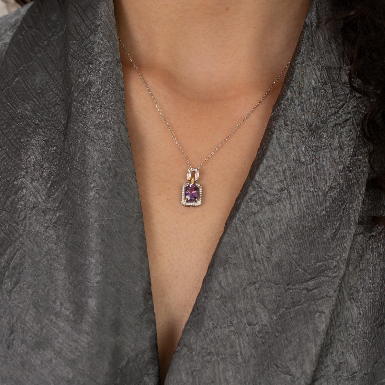 925 sterling silver amethyst necklace