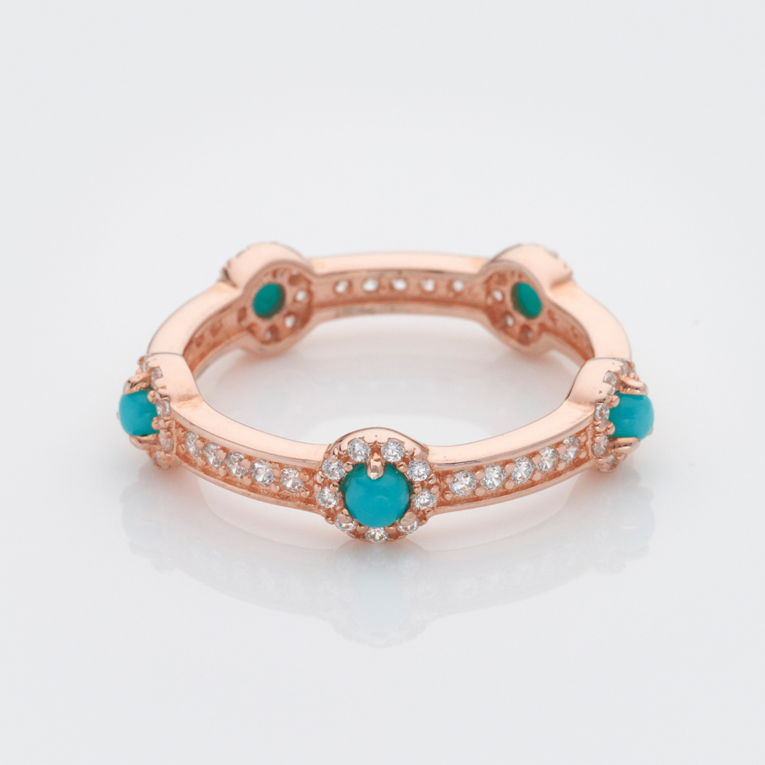 18k rose gold 925 sterling silver turquoise stacking stone ring 