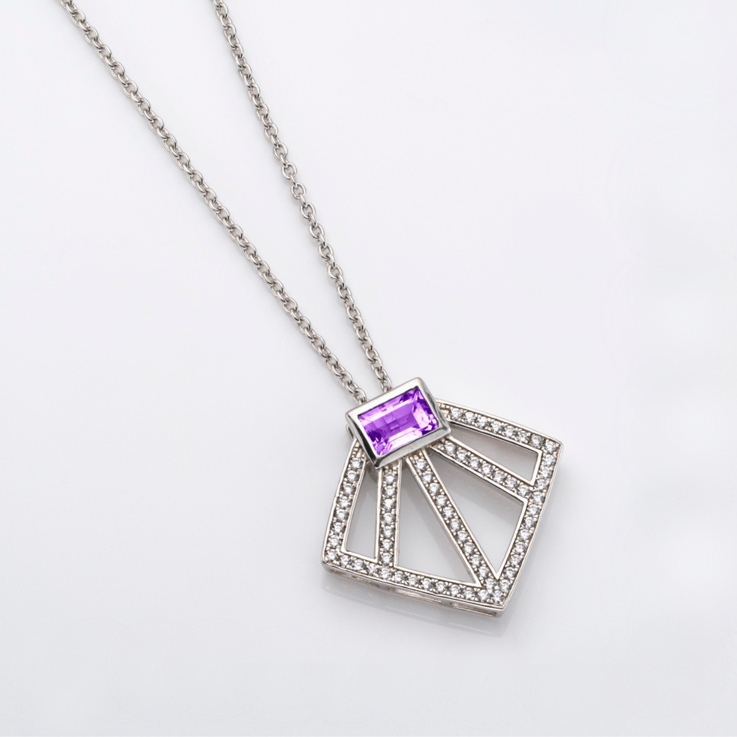 925 sterling silver amethyst sakura necklace