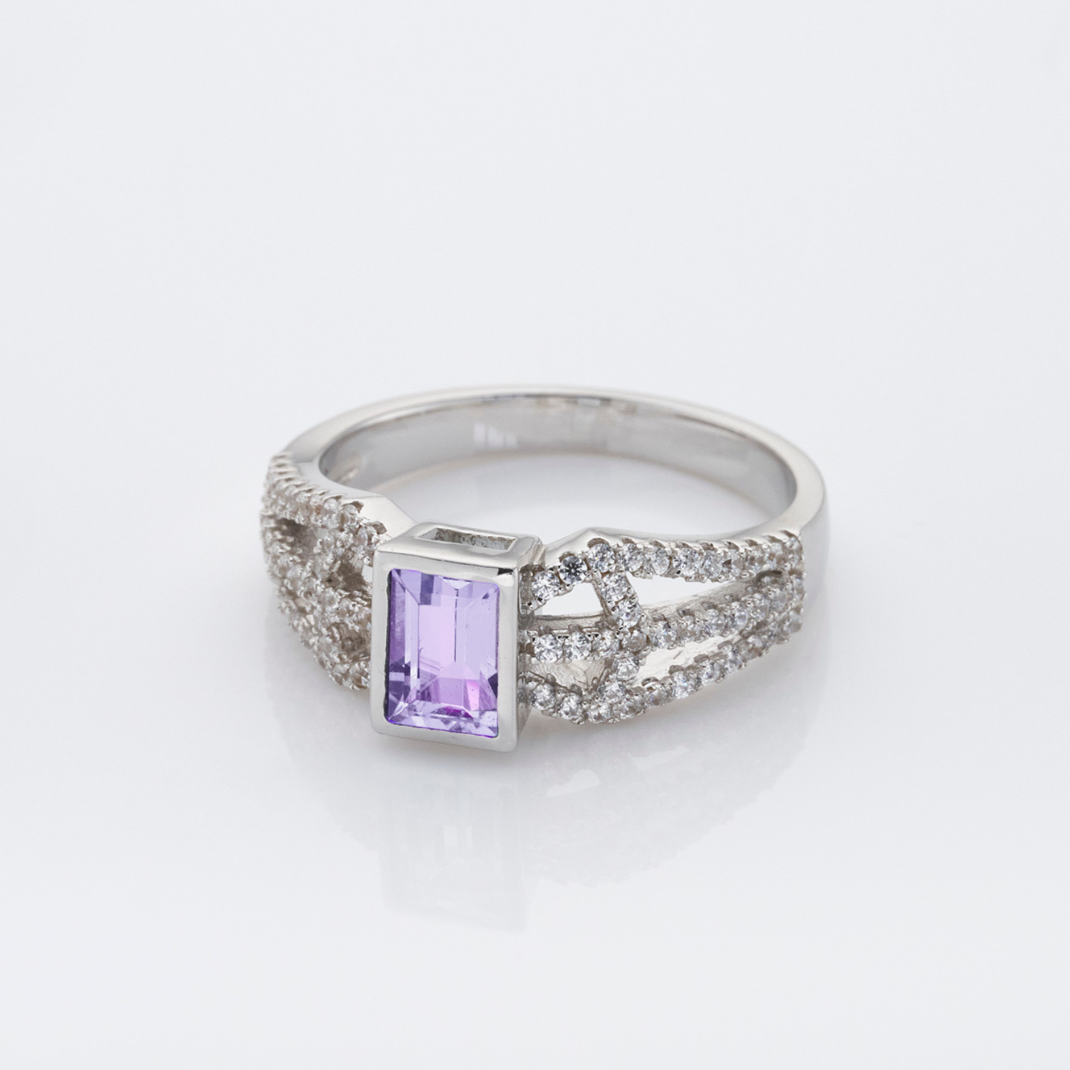 925 sterling silver amethyst sakura ring