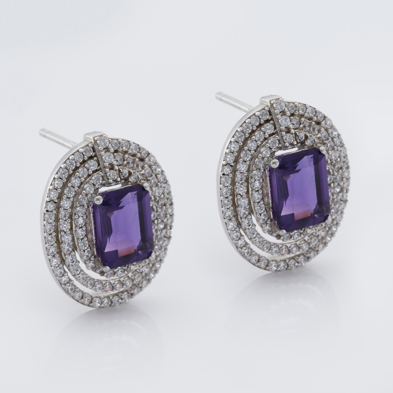 925 sterling silver amethyst statement earrings