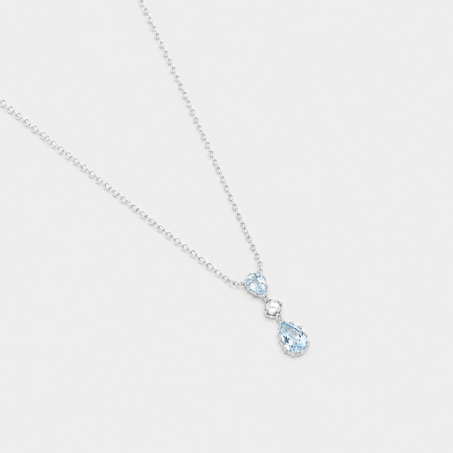 925 sterling silver blue topaz and pearl tiara necklace