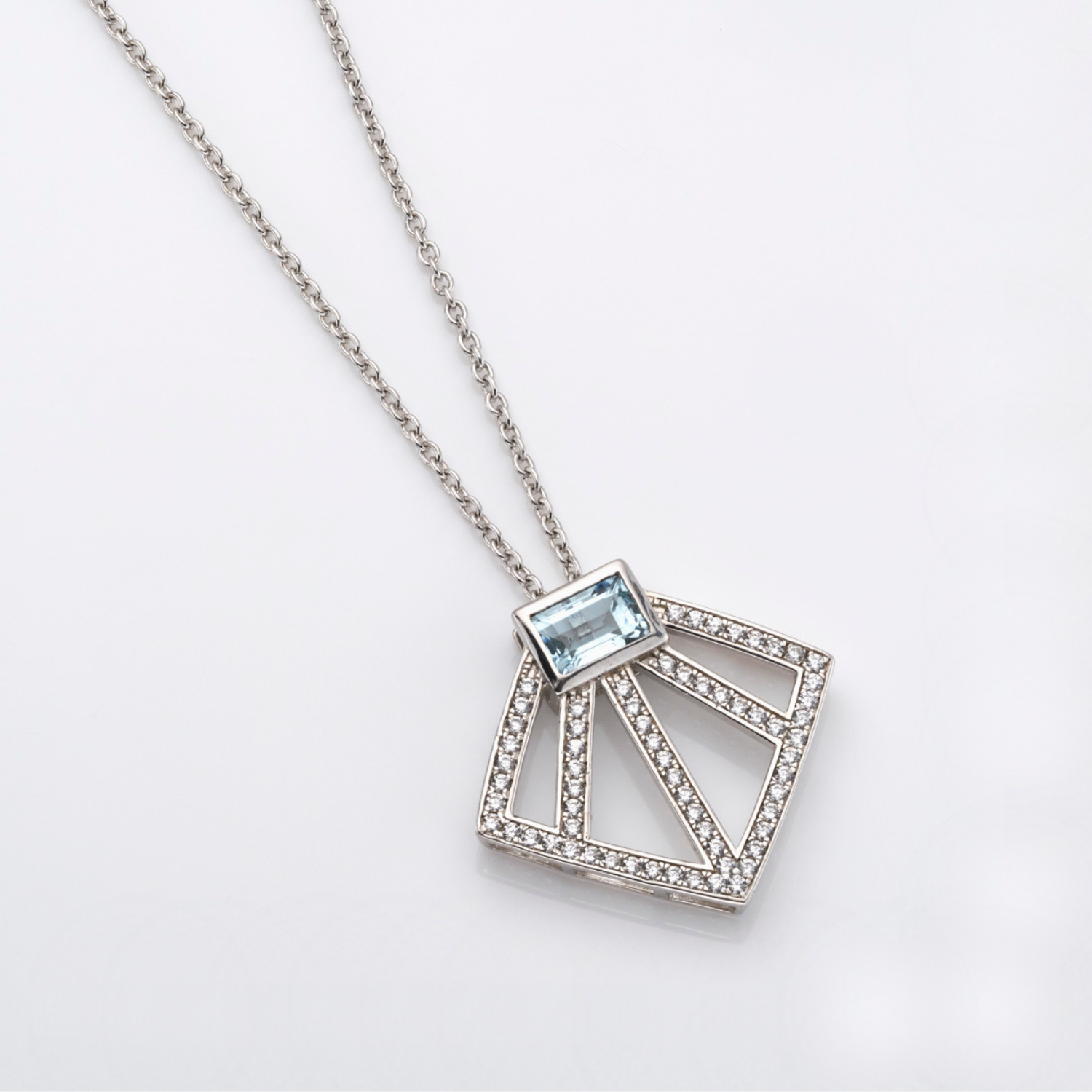 925 sterling silver blue topaz sakura necklace