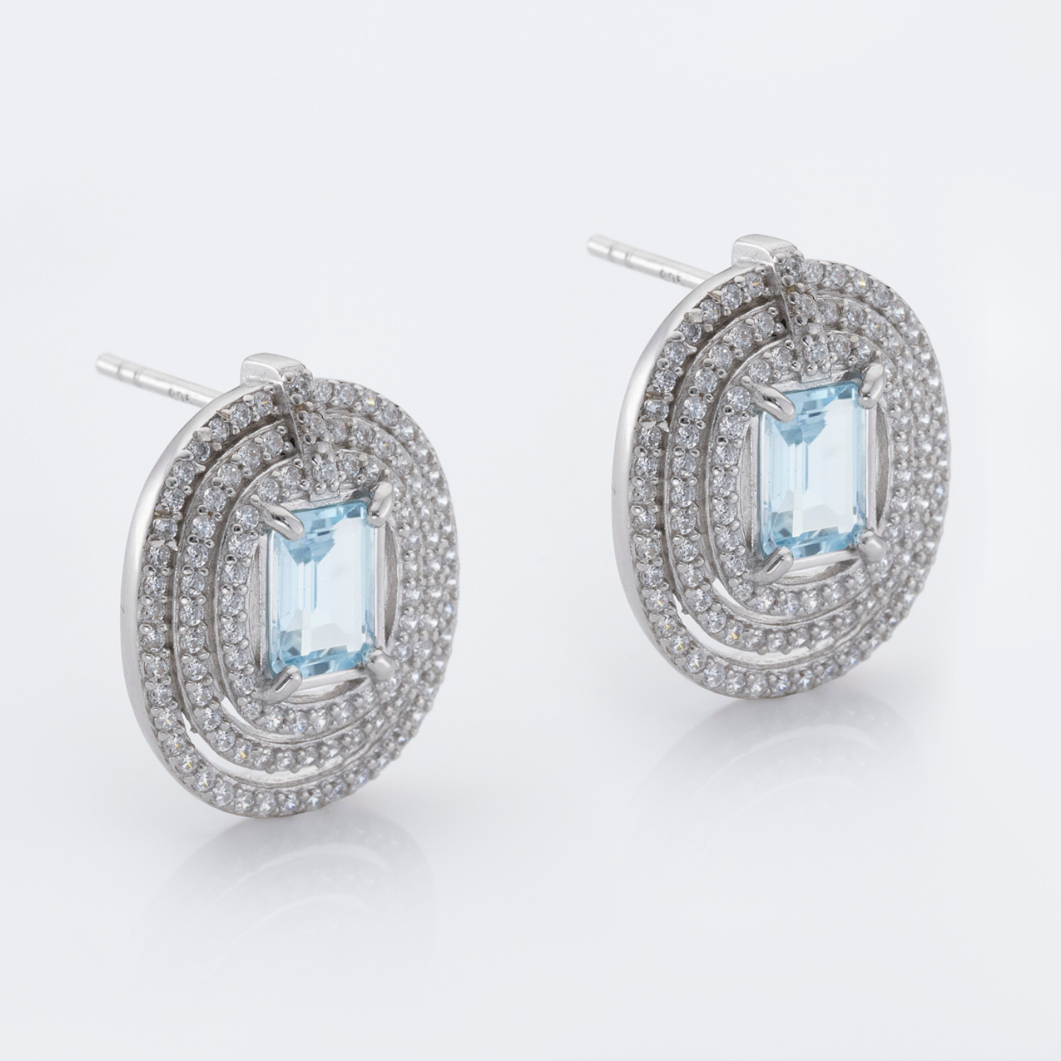 925 sterling silver blue topaz statement earrings