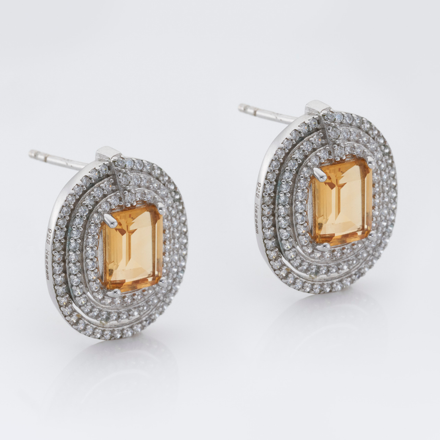 925 sterling silver statement citrine earrings