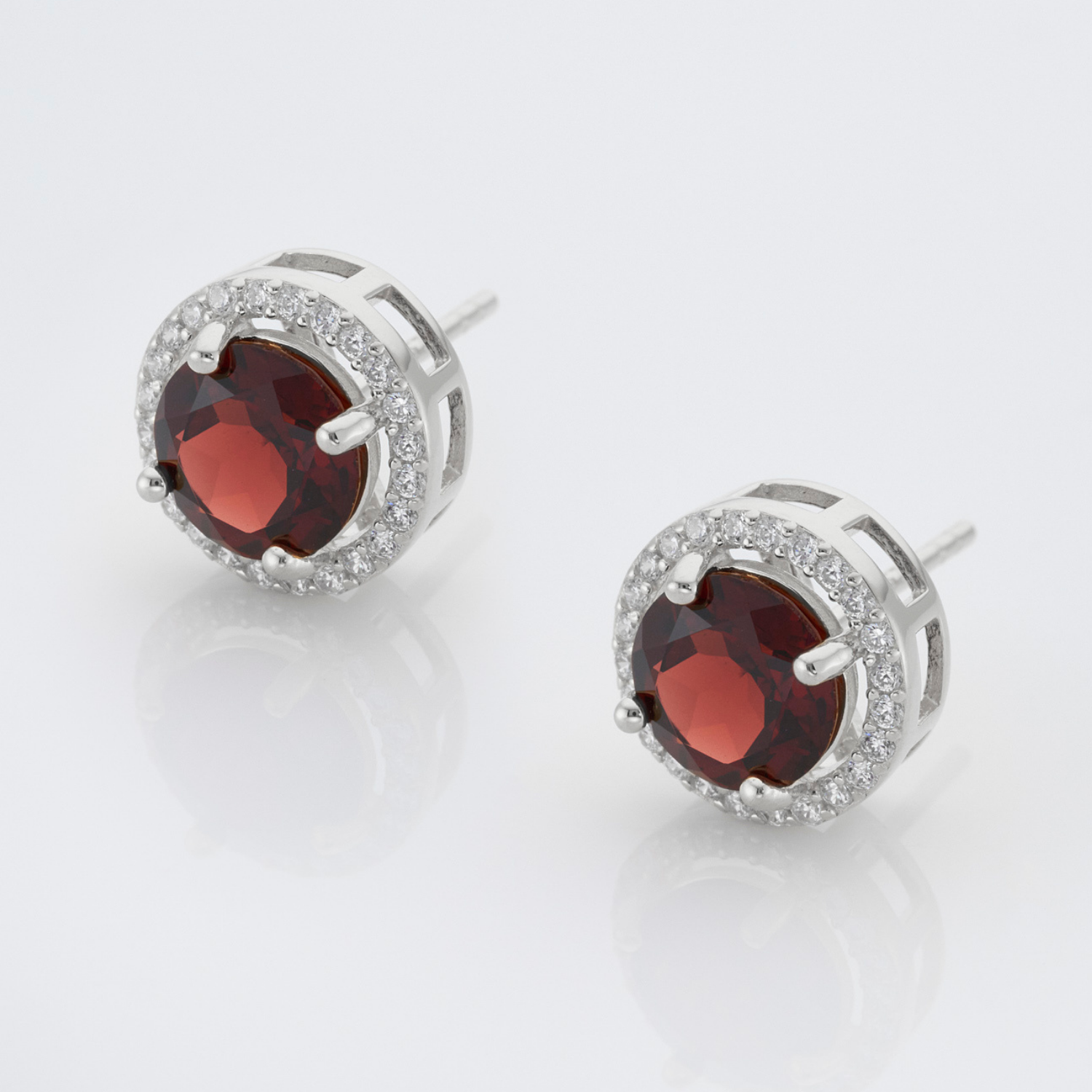 925 sterling silver garnet stud earrings