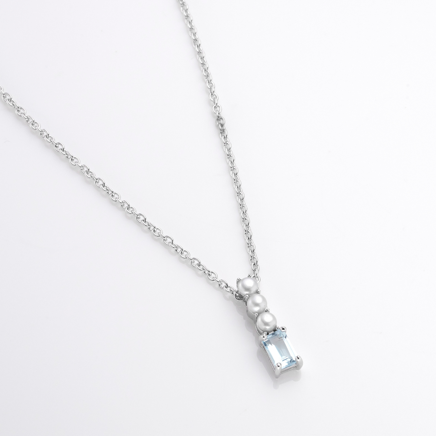 925 sterling silver blue topaz pearl necklace