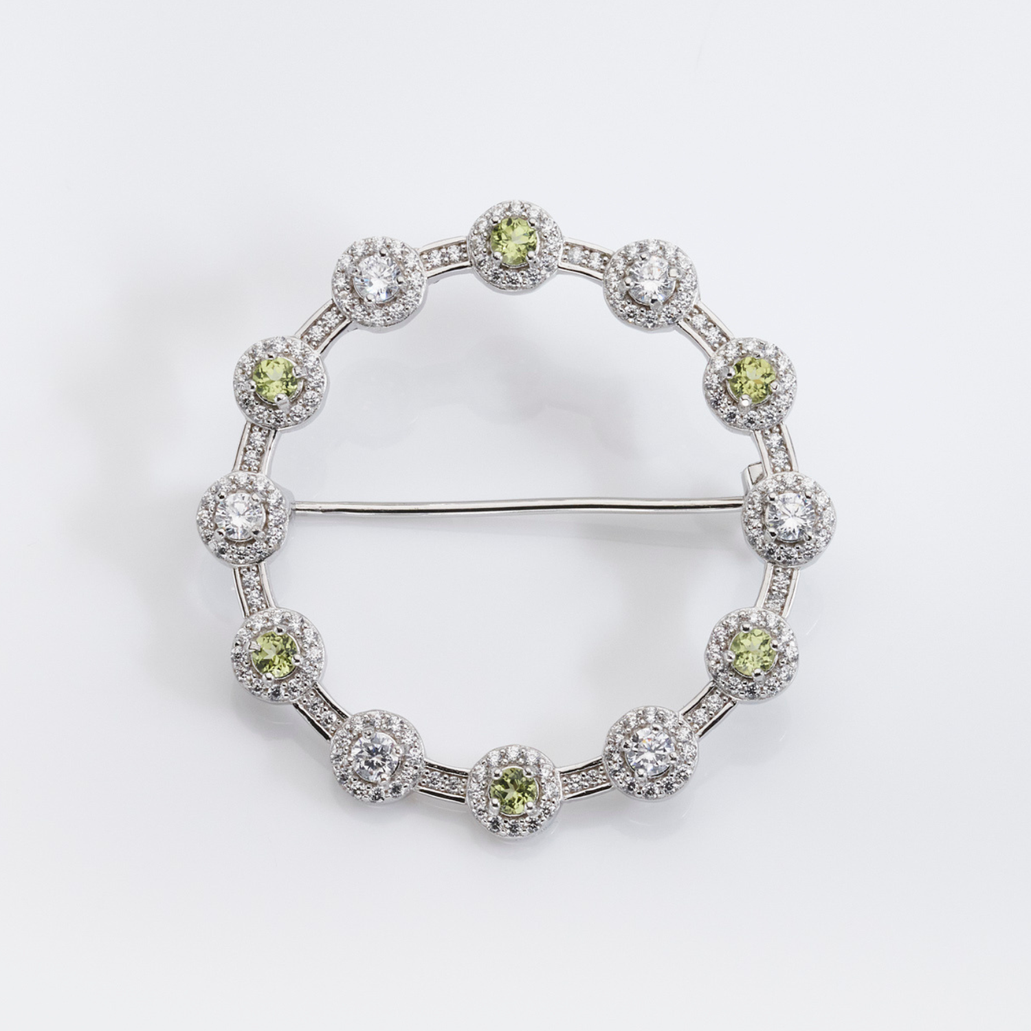 925 sterling silver peridot brooch