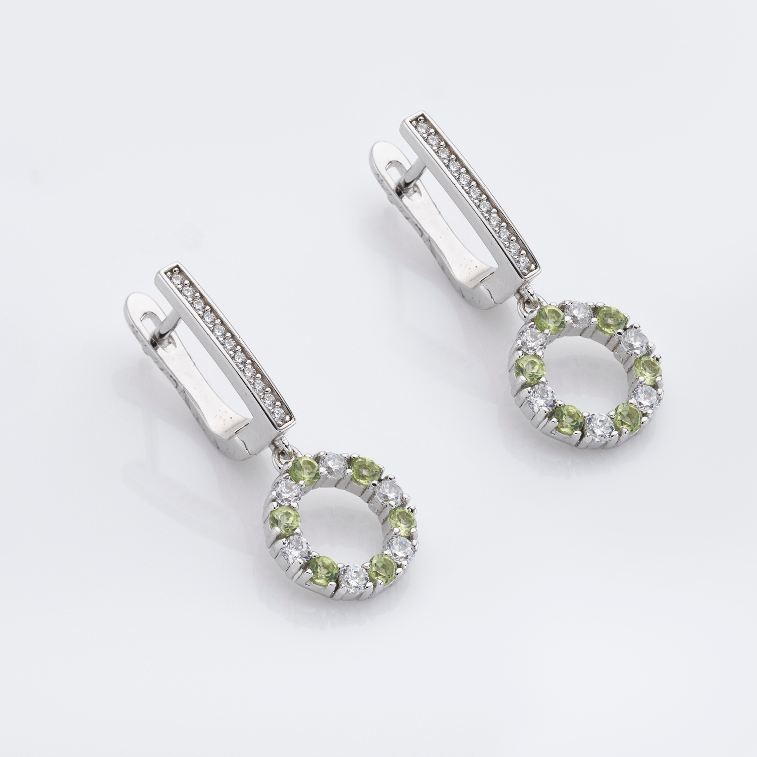 925 sterling silver peridot drop earrings