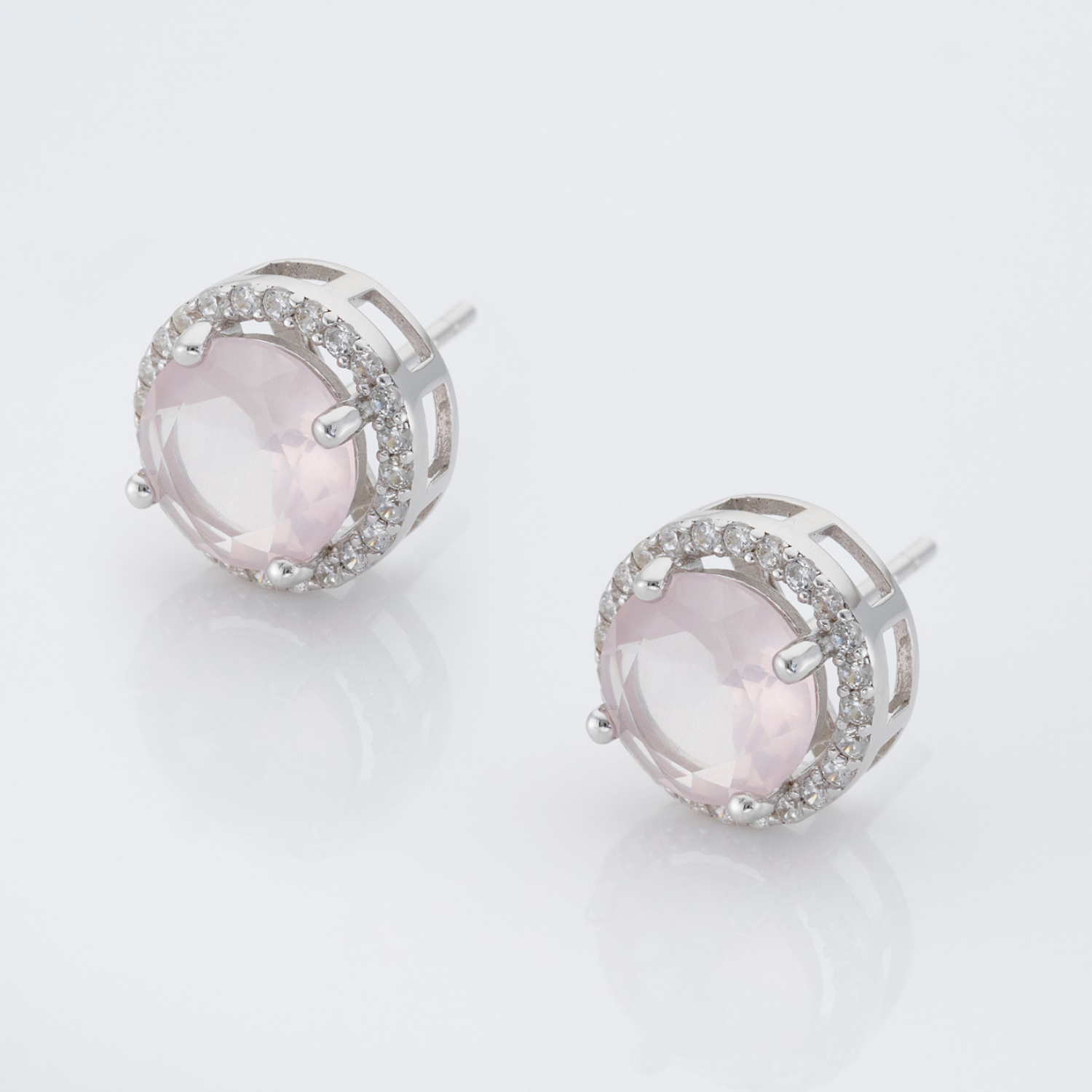 925 sterling silver rose quartz stud earrings