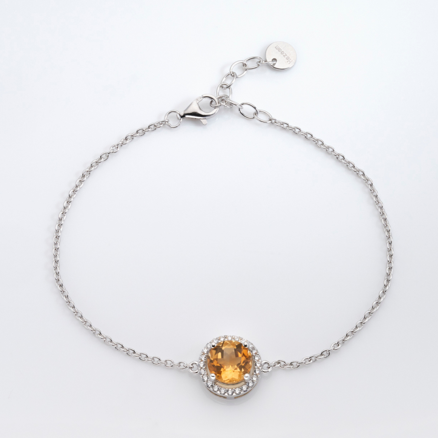 925 sterling silver round citrine bracelet