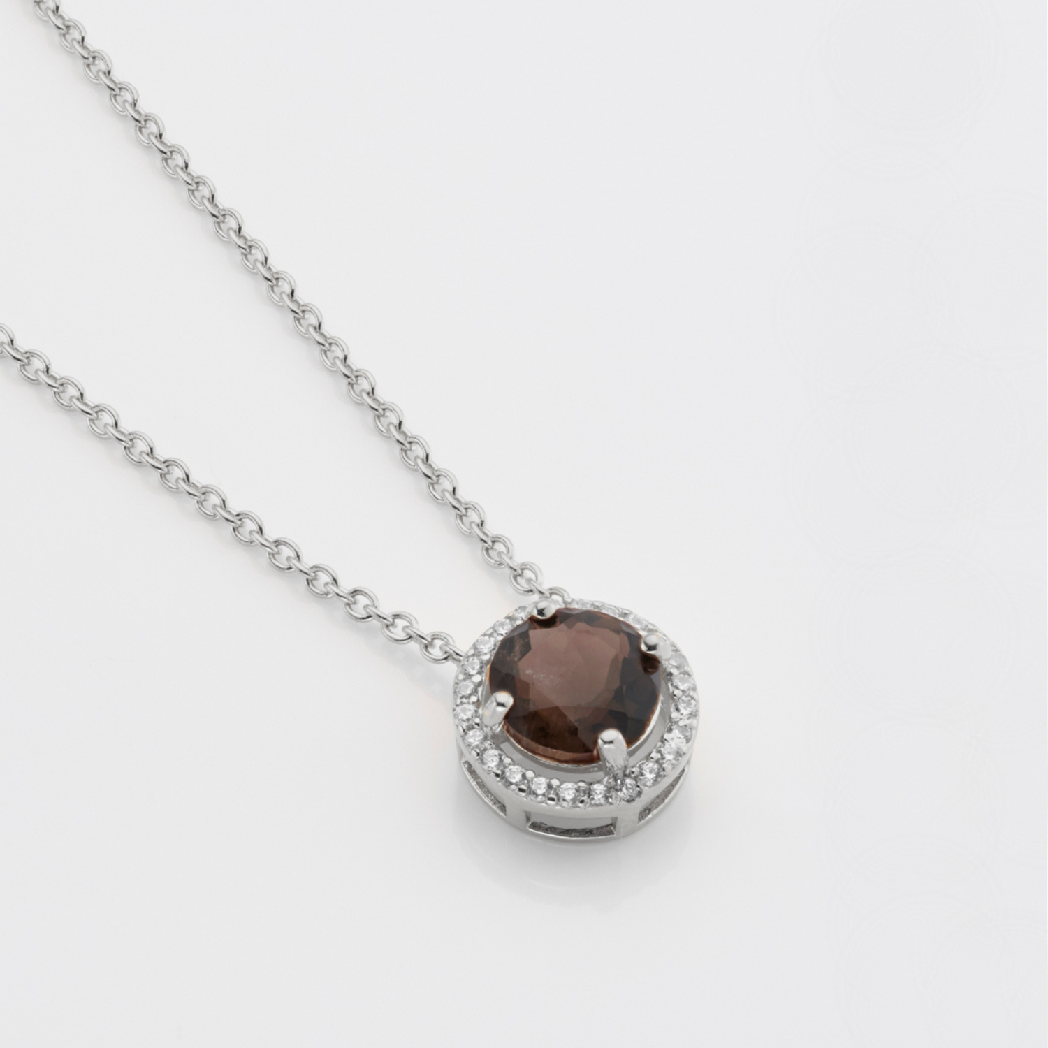 925 sterling silver smoky quartz necklace
