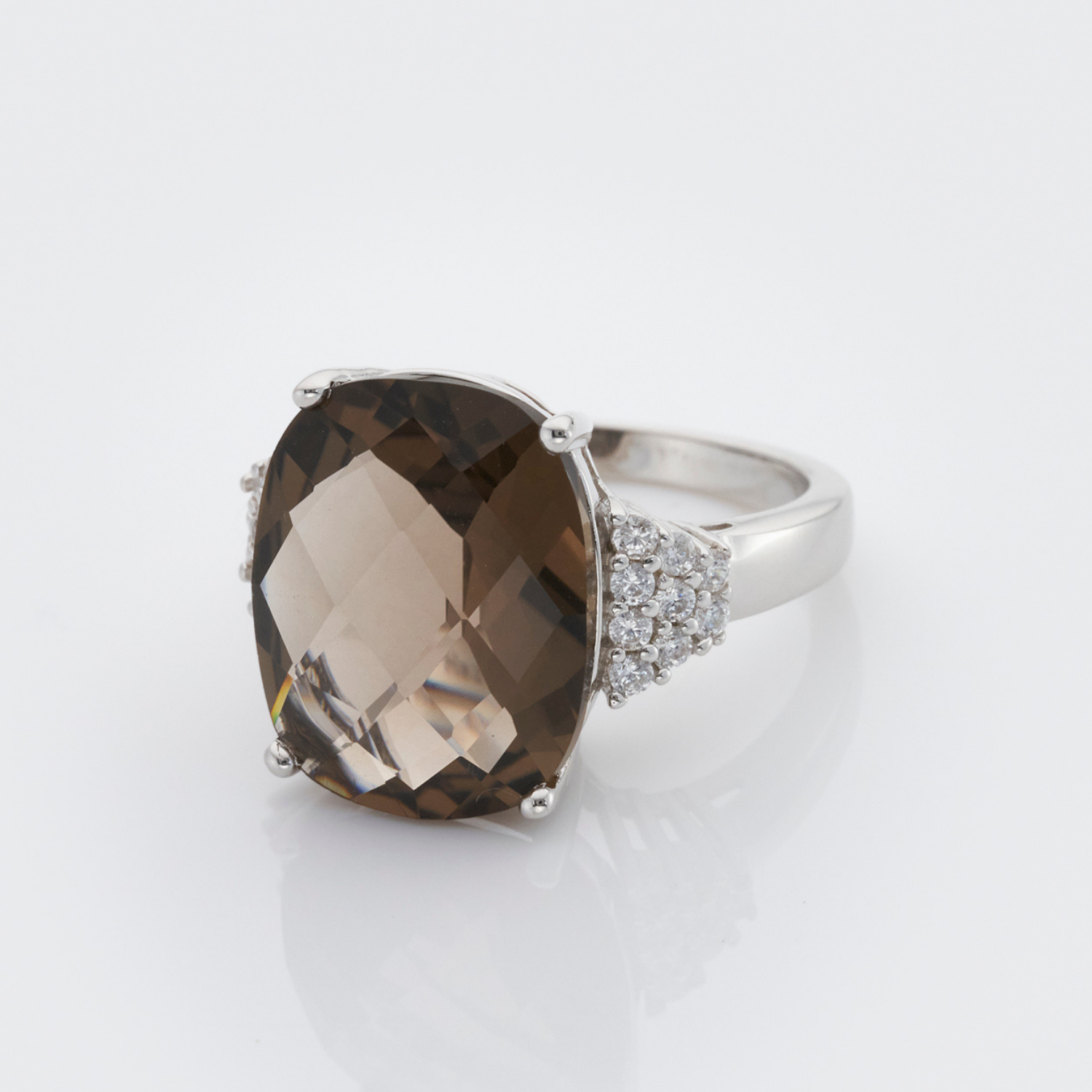 925 sterling silver smoky quartz ring