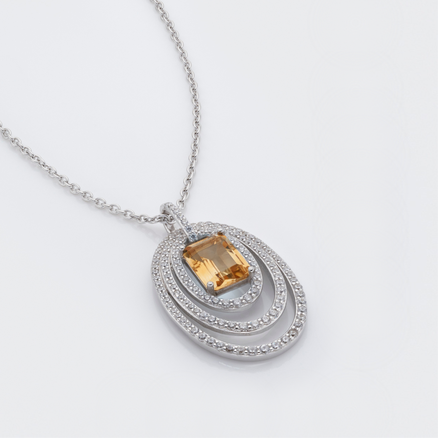925 sterling silver statement citrine necklace