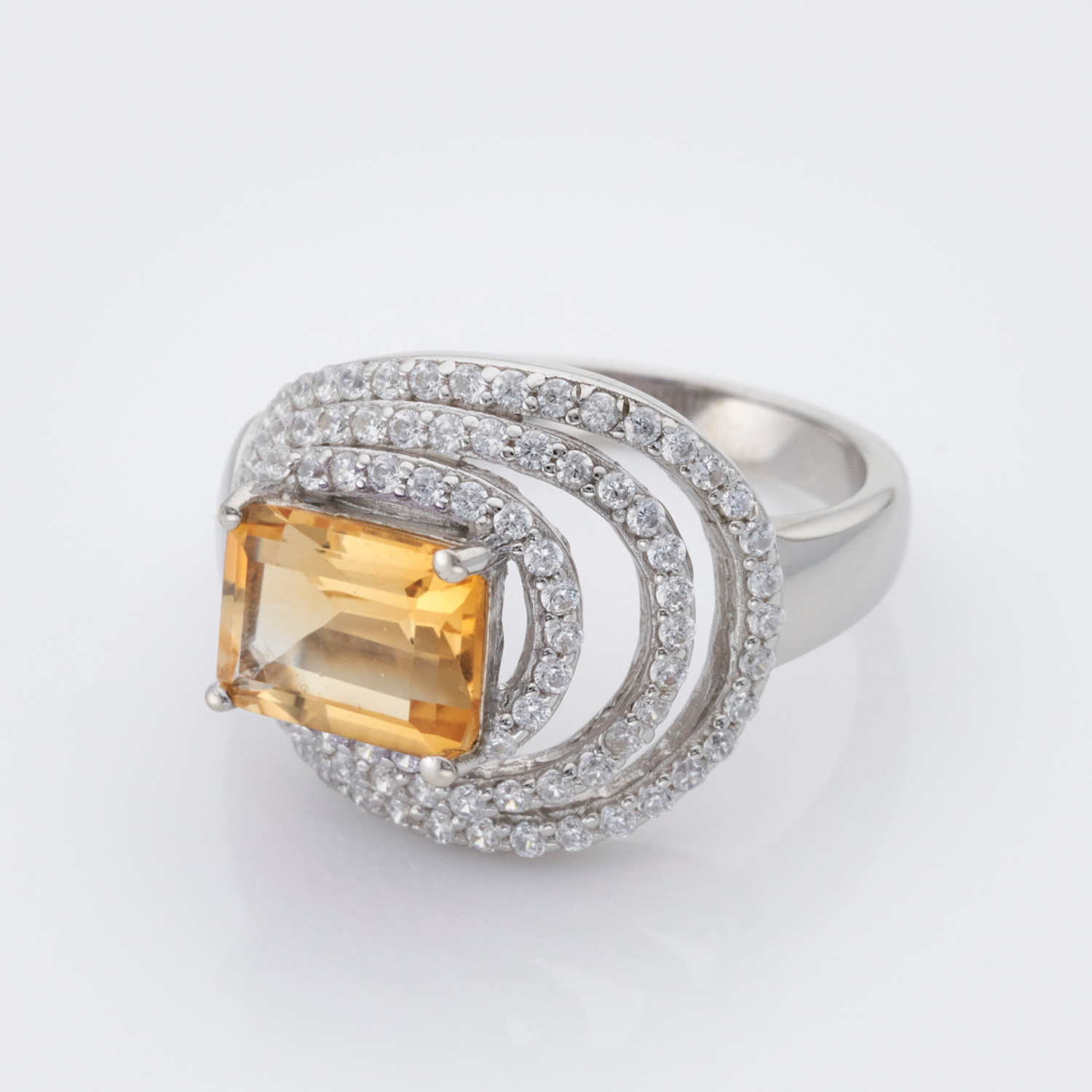 925 sterling silver statement citrine ring