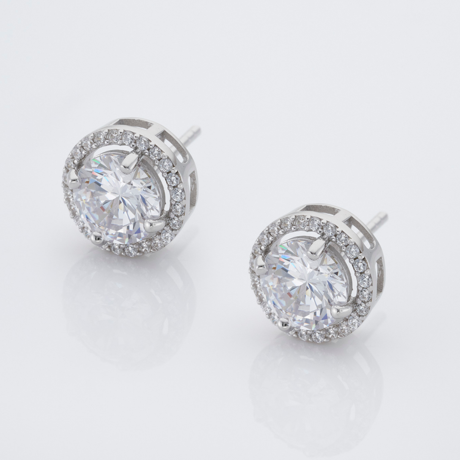 925 sterling silver white topaz stud earrings