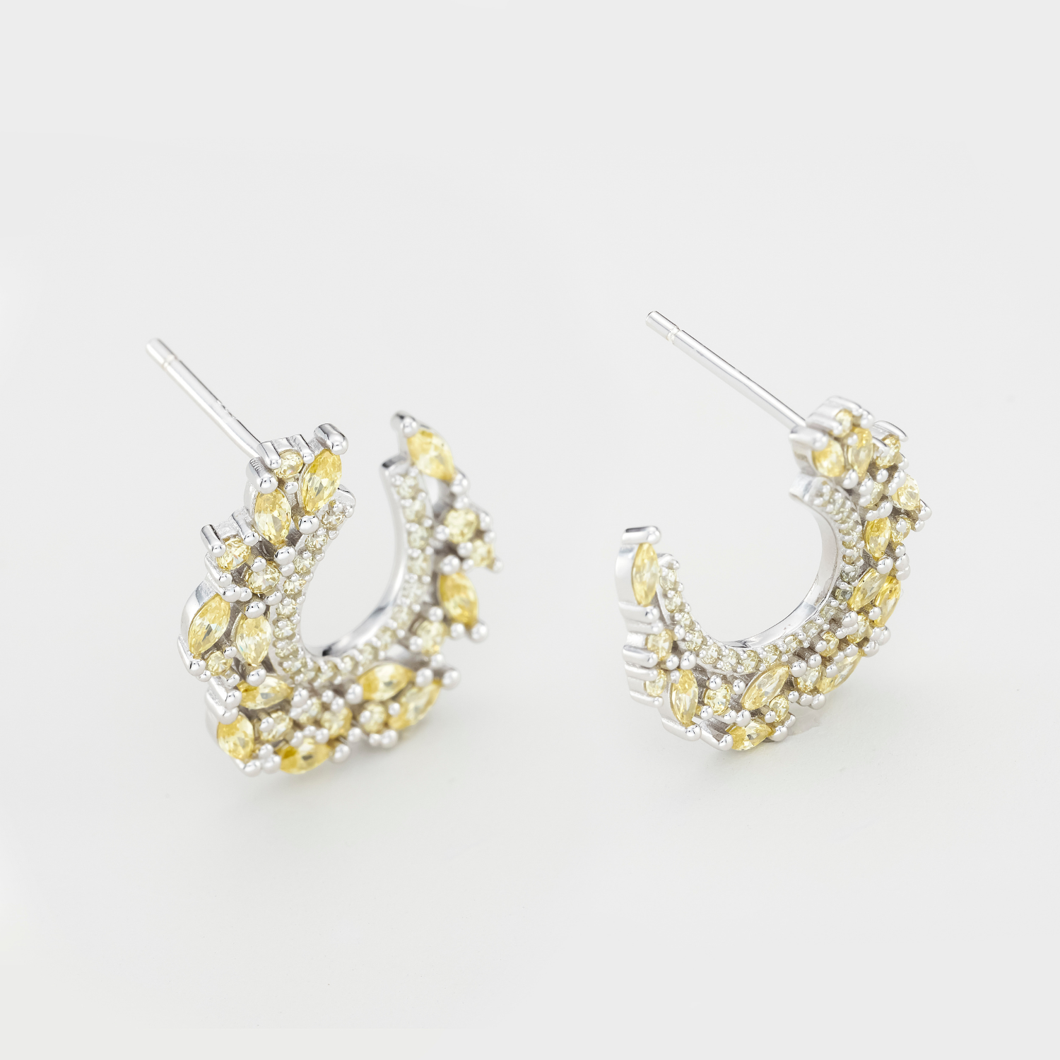925 sterling silver yellow cubic zirconia earrings