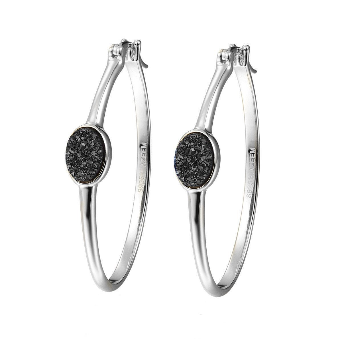 Elara's Silver Black Hoops