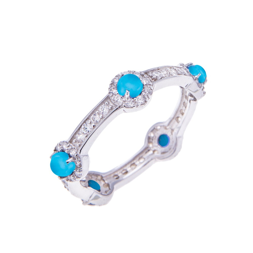 Turquoise Silver Stacking Stone Ring - H.AZEEM London