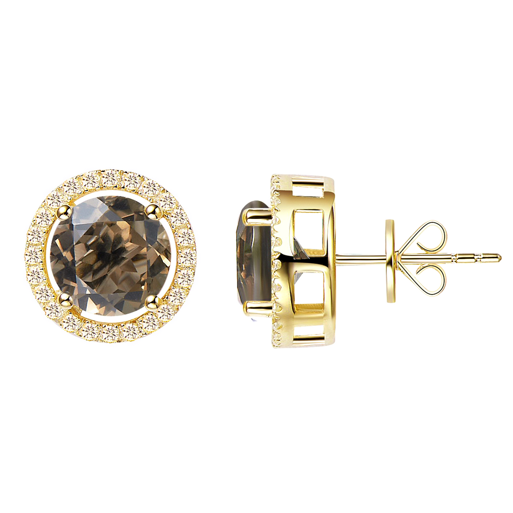 Royal Gold Smoky Quartz Earrings - H.AZEEM London
