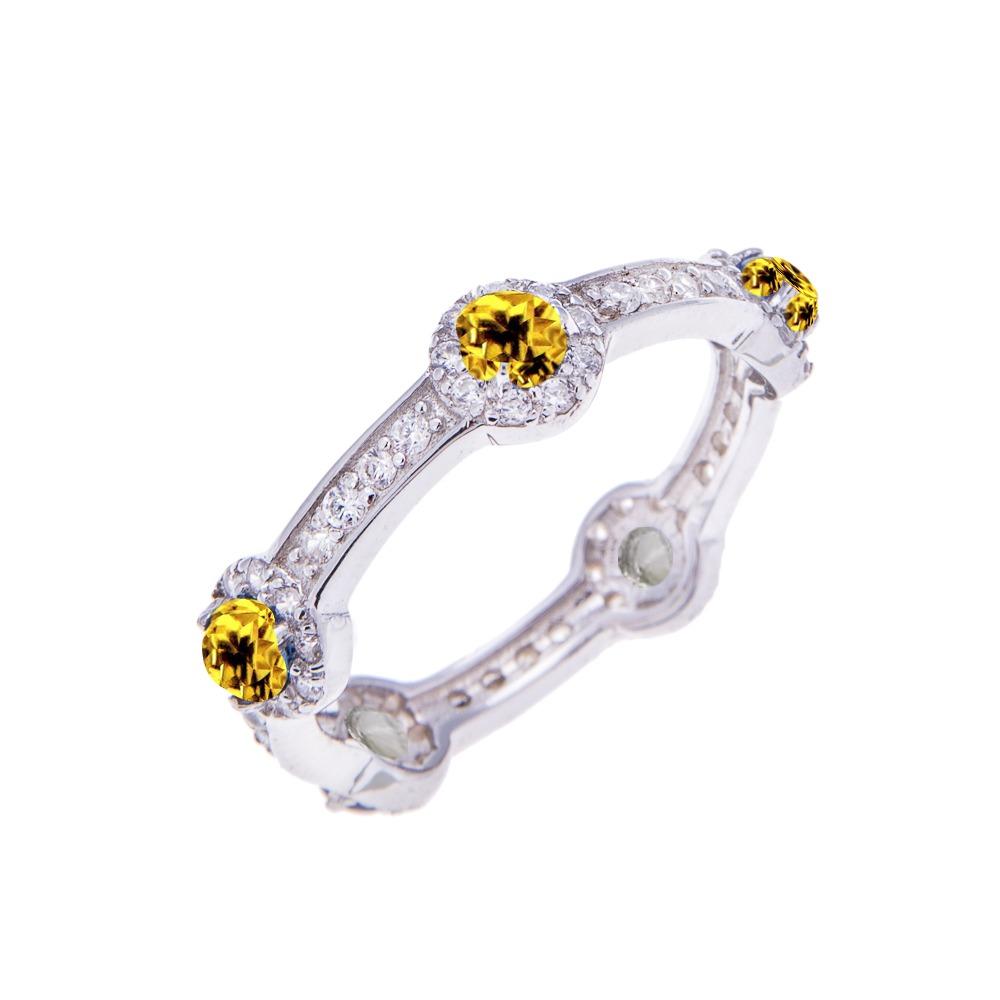 Citrine Silver Stacking Stone Ring