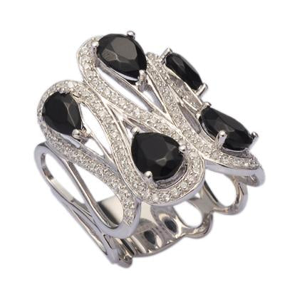 Dazzling Black Agate Ring - H.AZEEM London