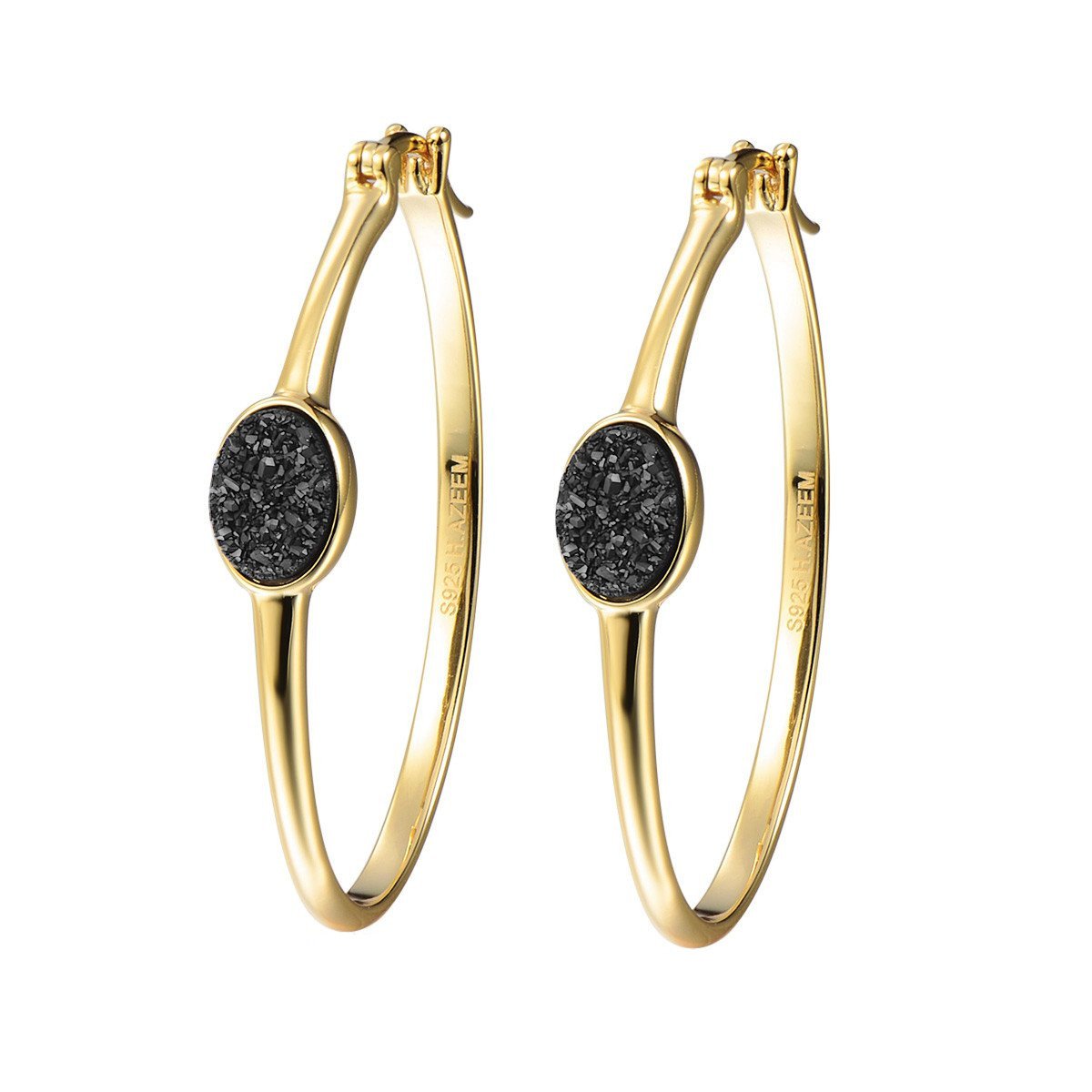 Elara's Gold Black Hoops