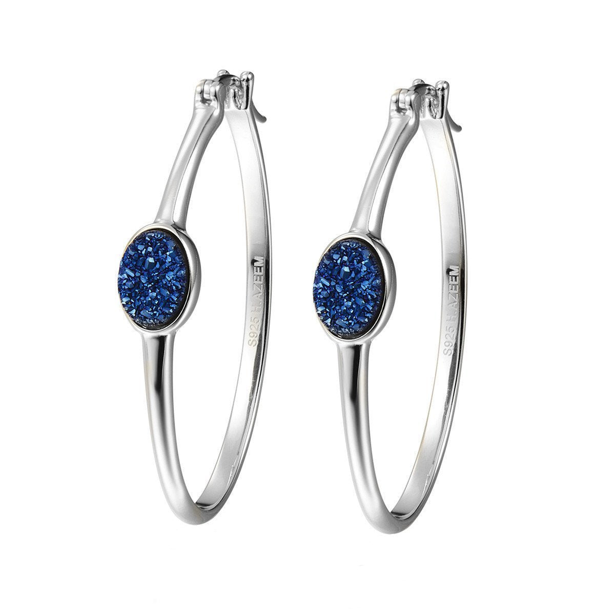 Elara's Silver Blue Hoops