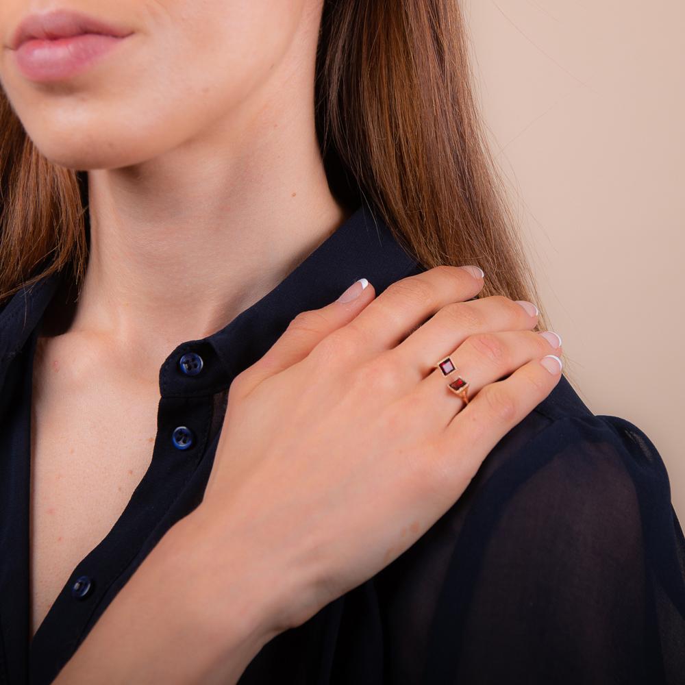 18k gold plated sterling silver Garnet ring