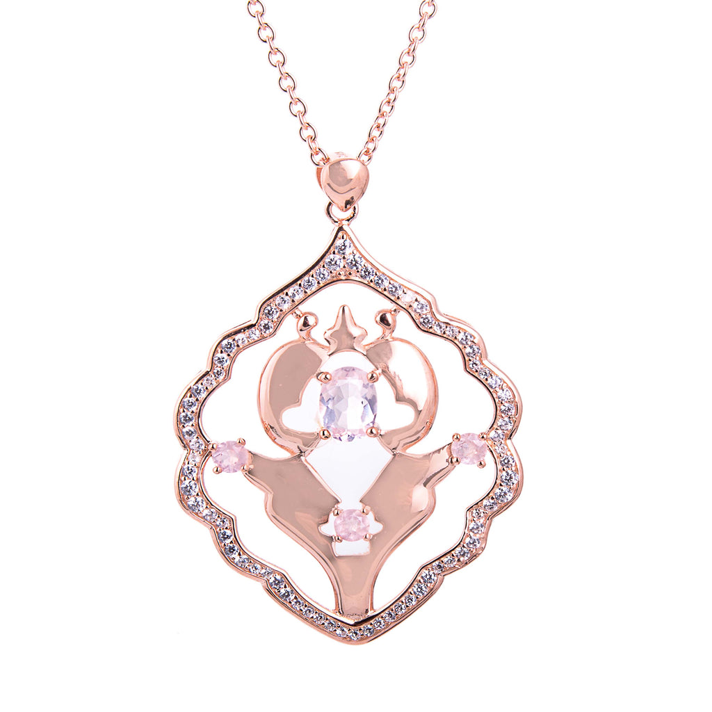 Iznik Rose Gold Rose Quartz Necklace - H.AZEEM London