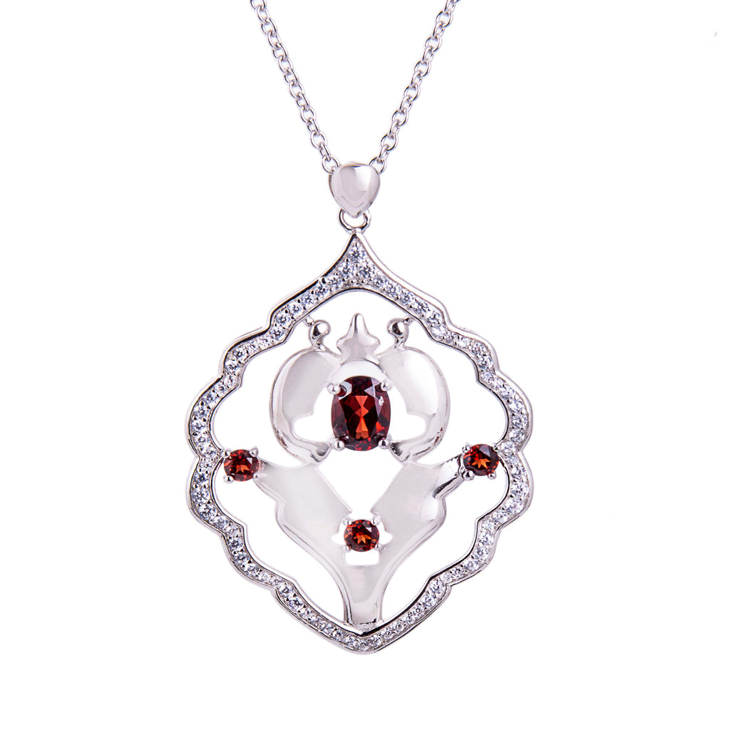Iznik Silver Garnet Necklace - H.AZEEM London