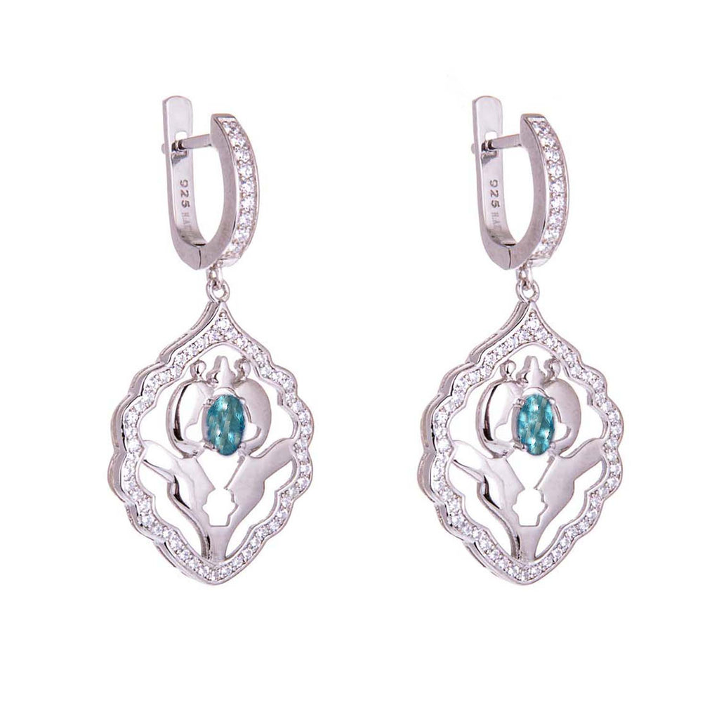 Iznik Silver Blue Topaz Earrings - H.AZEEM London