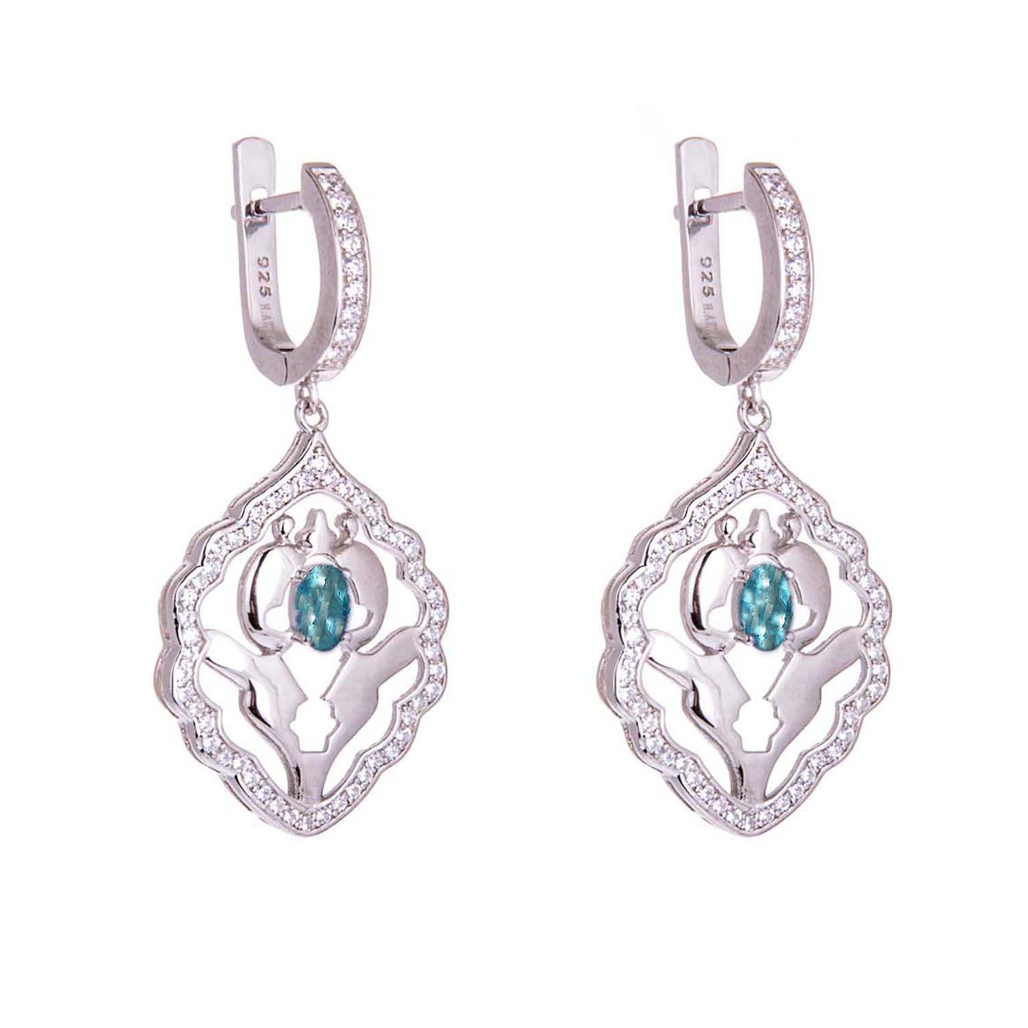 Iznik Silver Blue Topaz Earrings