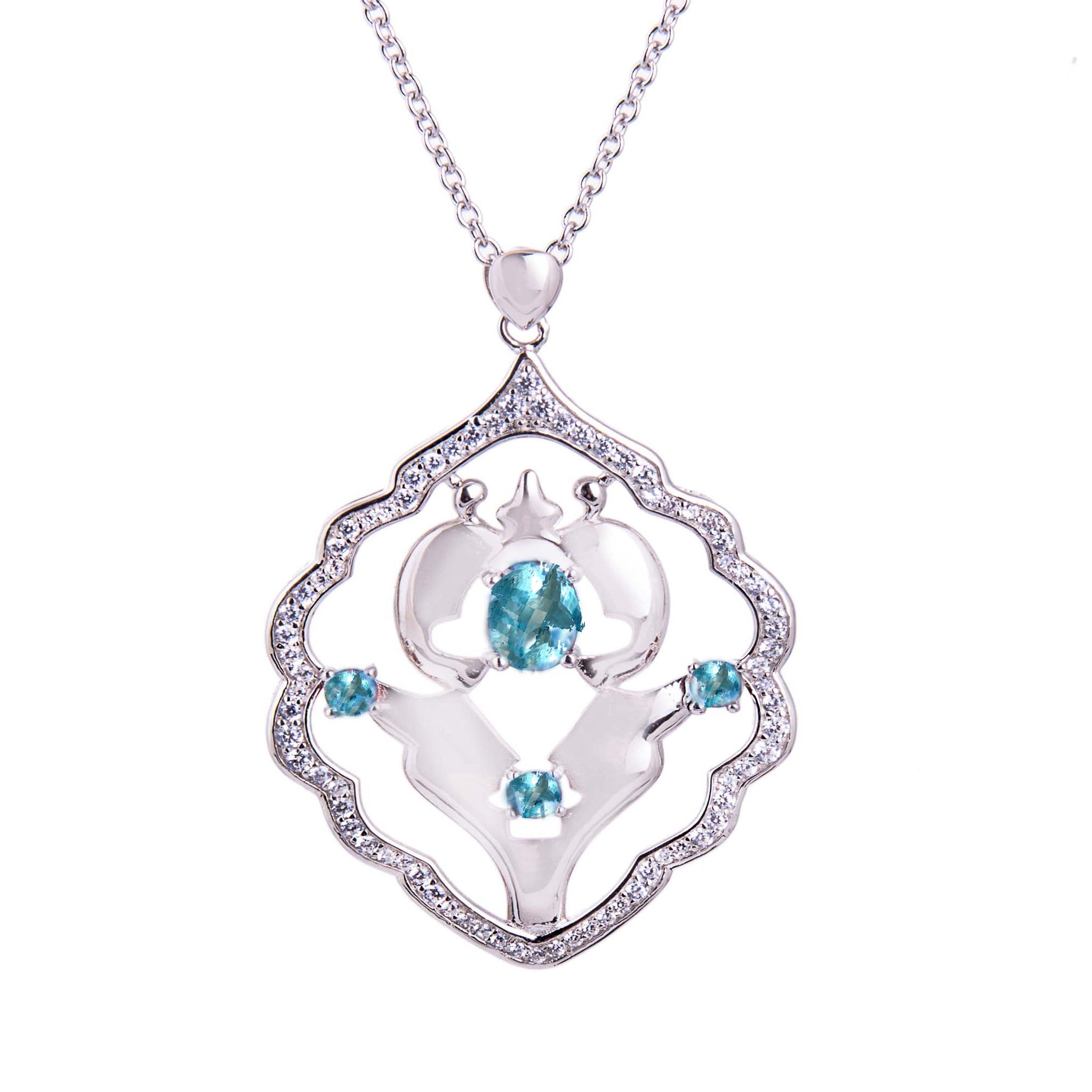 Iznik Silver Blue Topaz Necklace