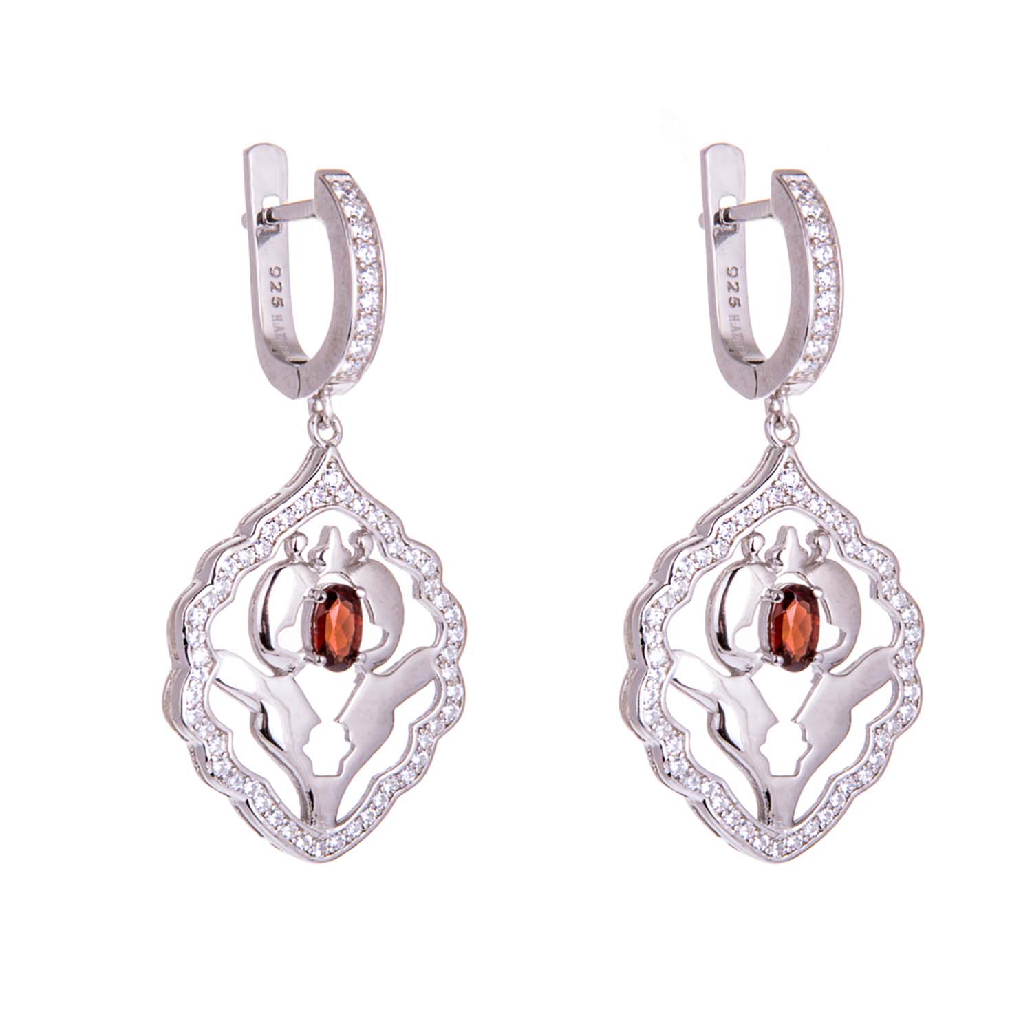 Iznik Silver Garnet Earrings