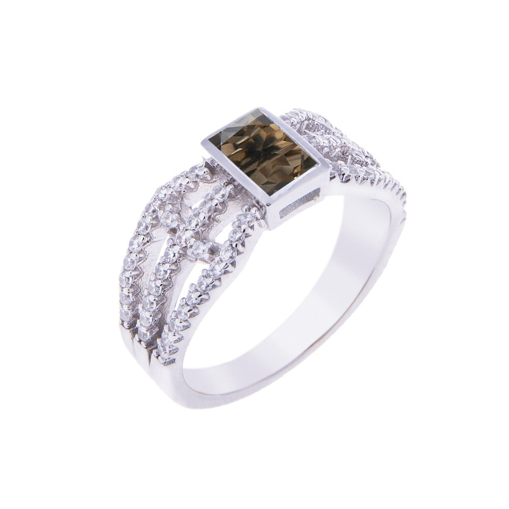 Sakura's Fan Smoky Quartz Ring - H.AZEEM London