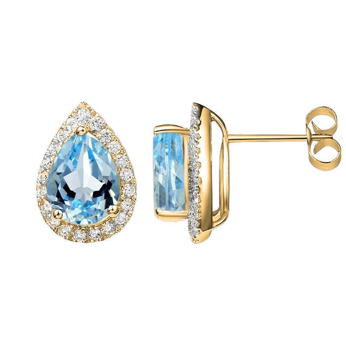 Luscious Blue Topaz Gold Earrings