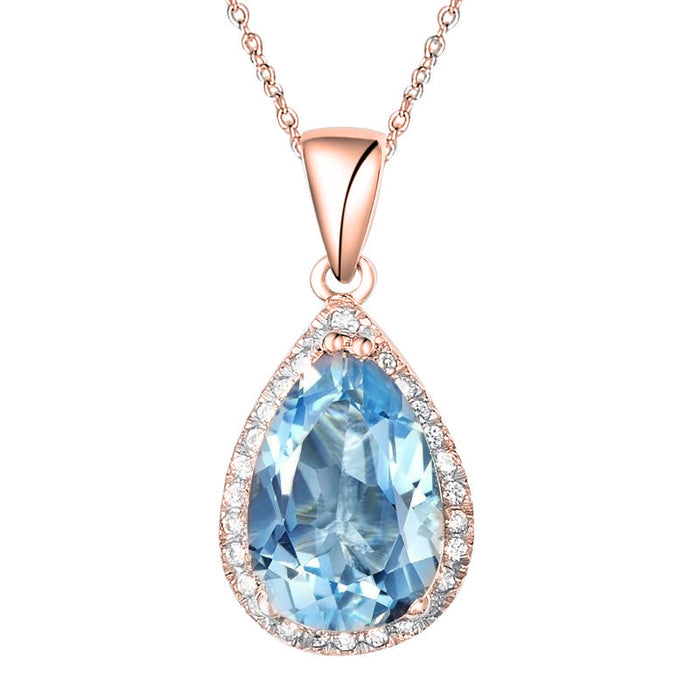 Luscious Blue Topaz Rose Gold Necklace