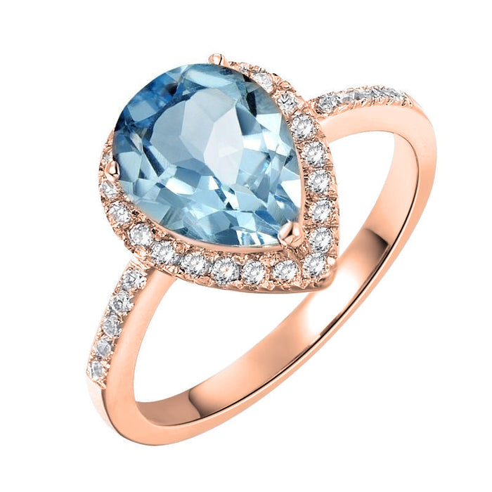 Luscious Blue Topaz Rose Gold Ring
