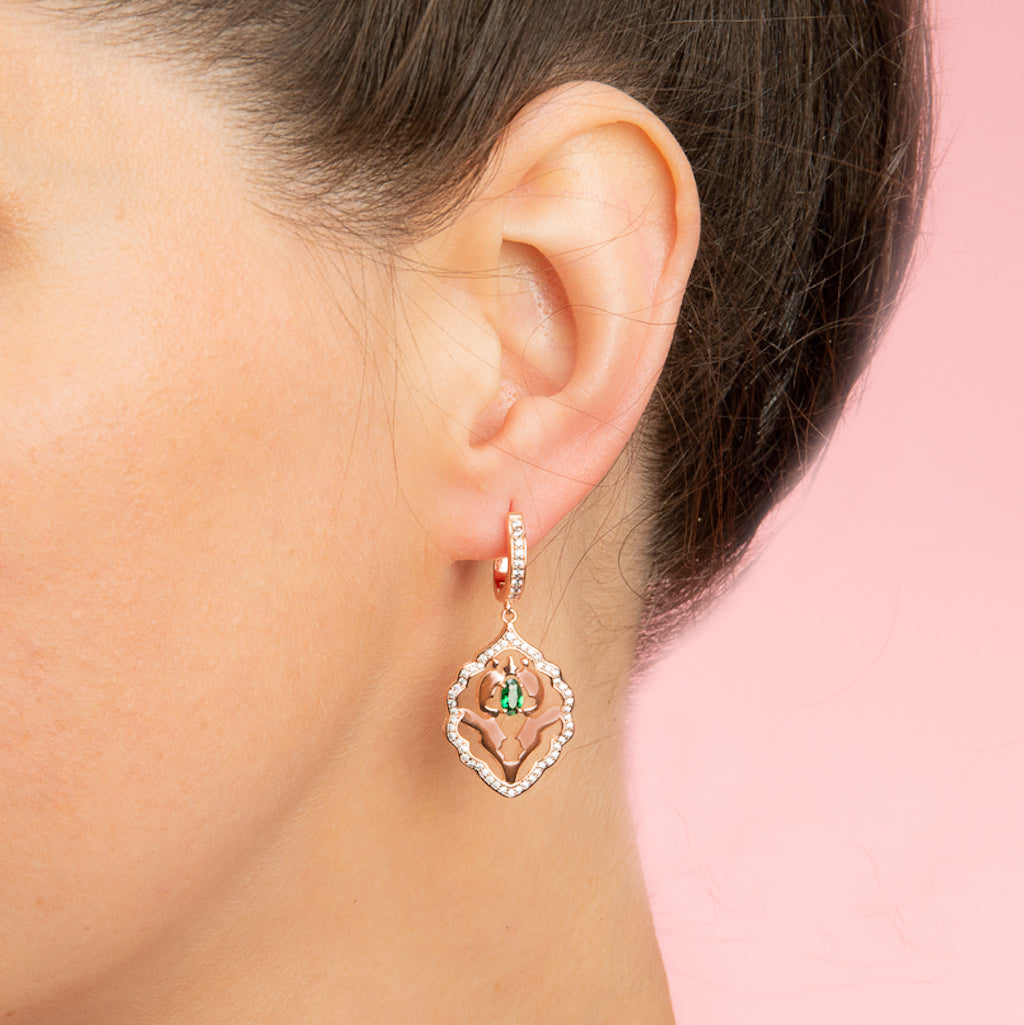 Iznik Rose Gold peridot earrings