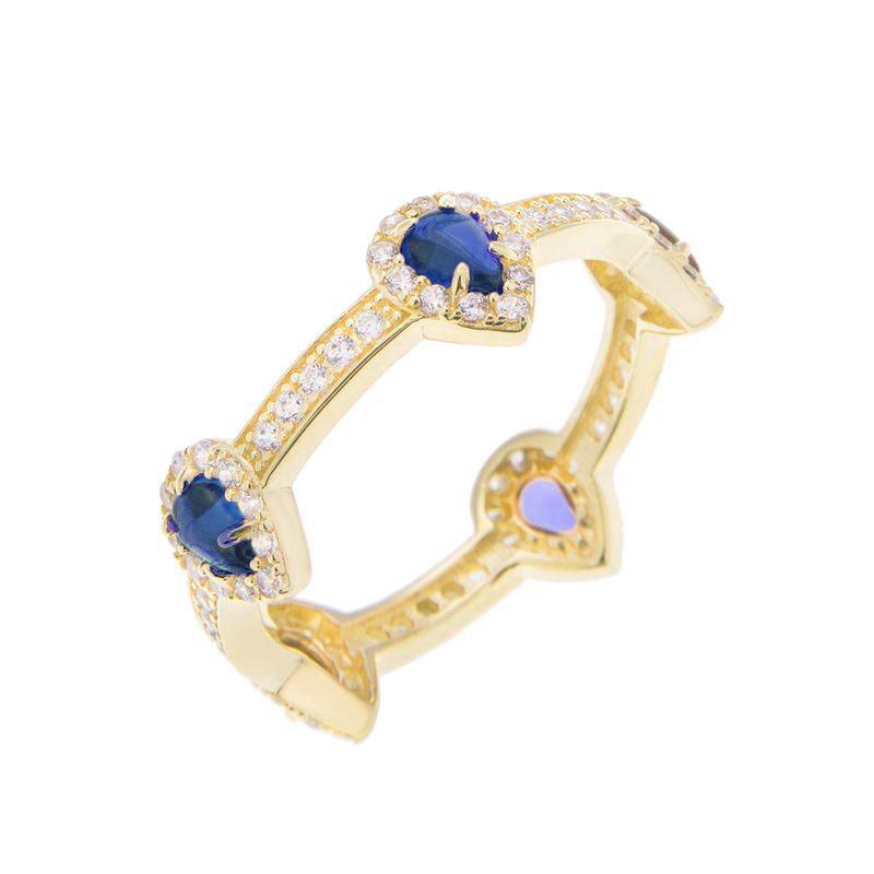Pear Drop Sapphire Gold Stacking Ring - H.AZEEM London