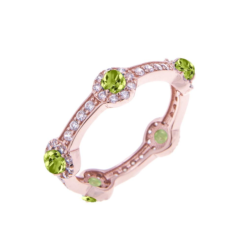 Peridot Rose Gold Stacking Stone Ring - H.AZEEM London