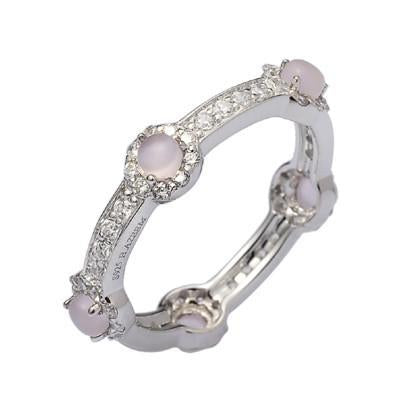Rose Quartz Silver Stacking Stone Ring - H.AZEEM London