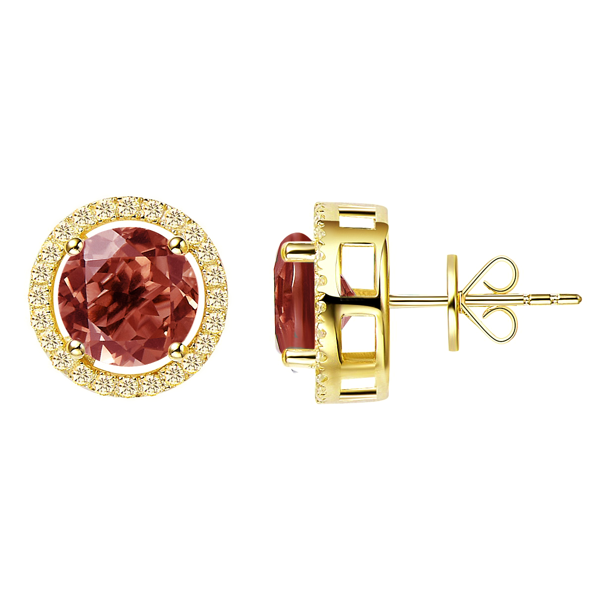 Royal Gold Garnet Earrings - H.AZEEM London